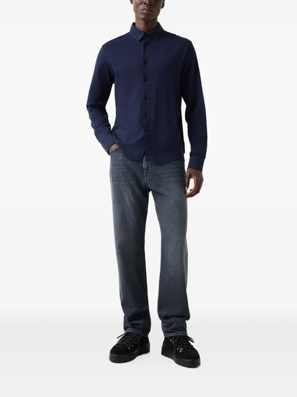 BOGNER cotton button-down shirt Blauw