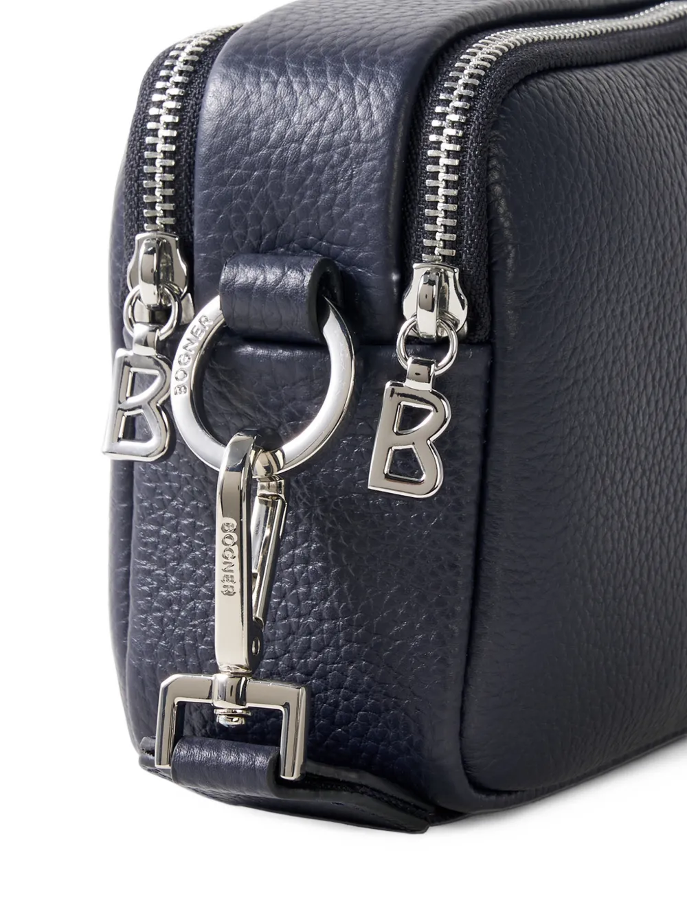 BOGNER Wallis Avy pebbled-leather crossbody bag Blauw