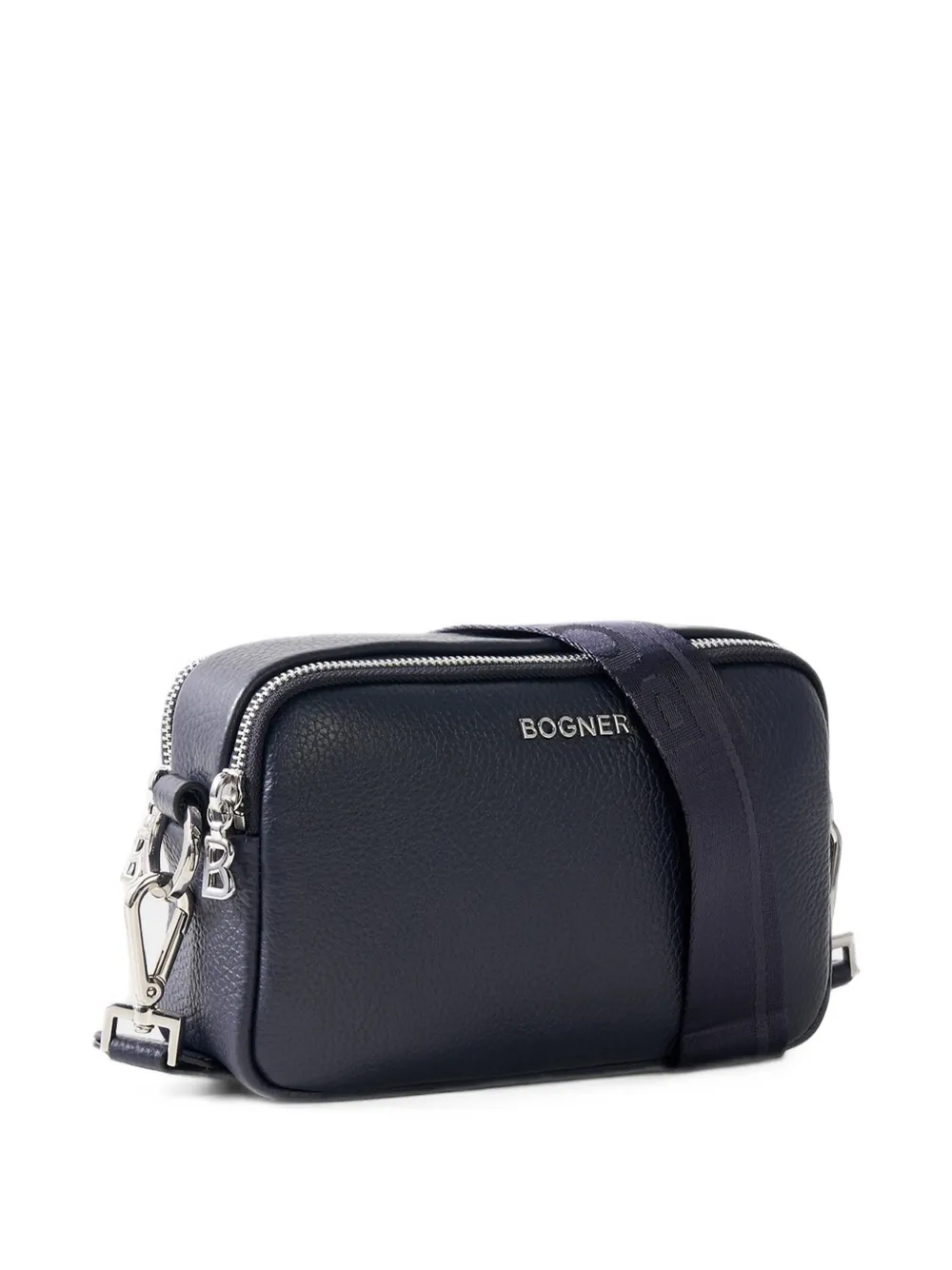 BOGNER Wallis Avy pebbled-leather crossbody bag Blauw