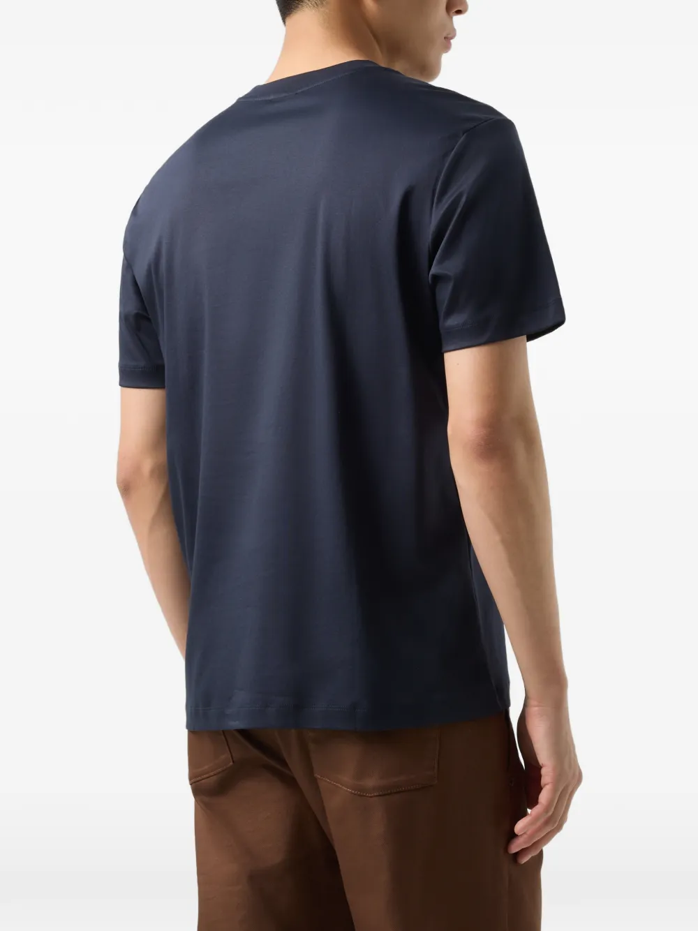 BOGNER Lukas velvet logo-print T-shirt Blauw