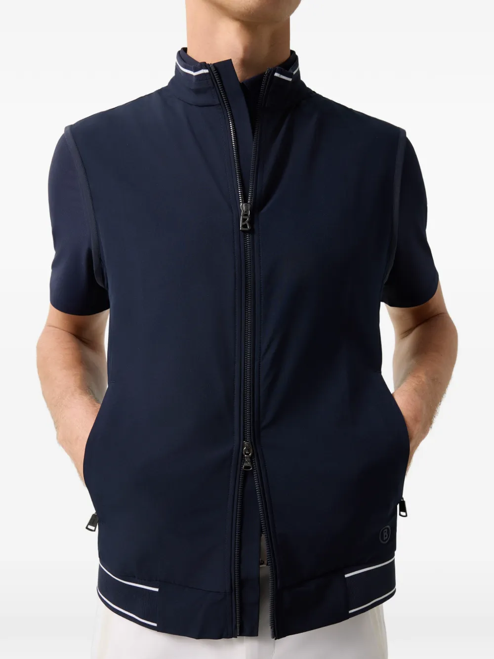 BOGNER Mahdi striped-trim gilet Blauw