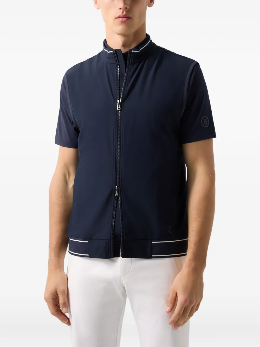 BOGNER Mahdi striped-trim gilet Blauw