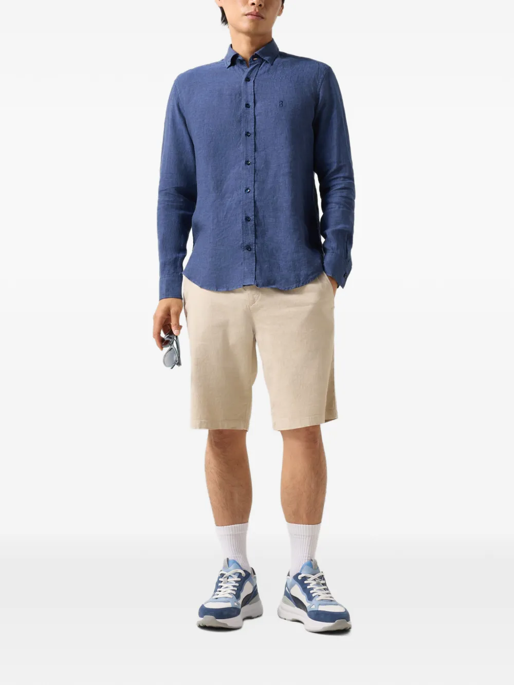 BOGNER Timi button-down linen shirt Blauw