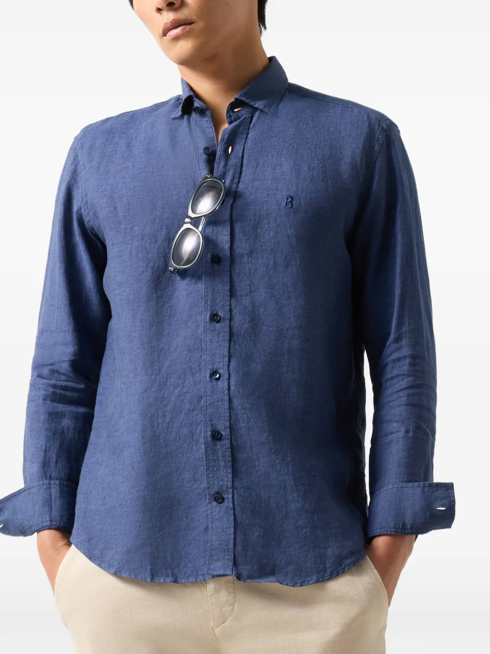 BOGNER Timi button-down linen shirt Blauw