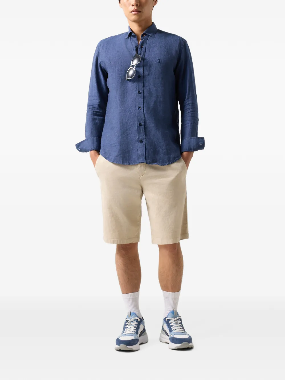 BOGNER Timi button-down linen shirt Blauw
