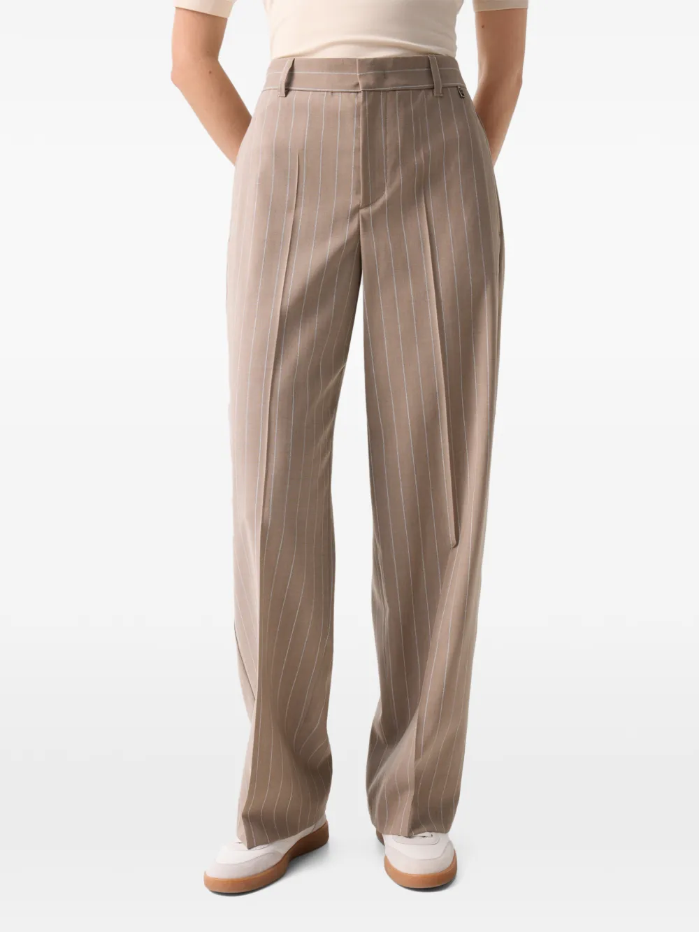 BOGNER Joya pinstripe wide-leg trousers Beige