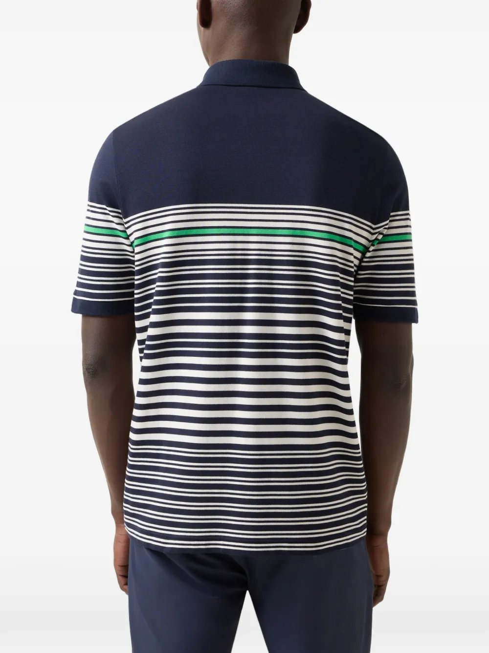 BOGNER Jannes striped piqué polo shirt Blauw