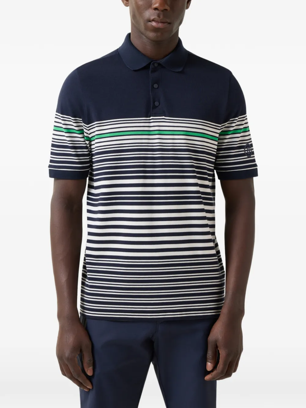 BOGNER Jannes striped piqué polo shirt Blauw