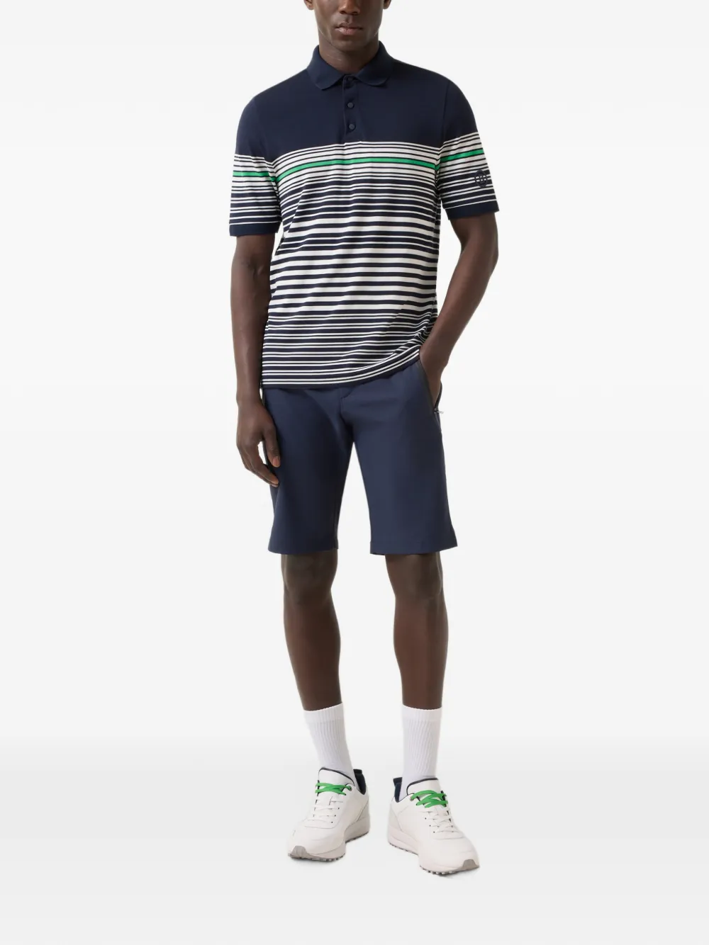 BOGNER Jannes striped piqué polo shirt Blauw