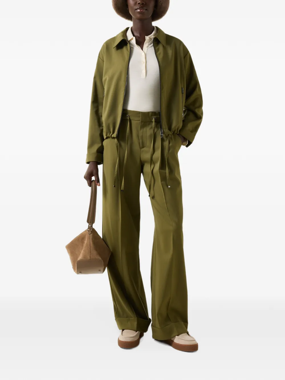 BOGNER Elfy pleated wool trousers Groen
