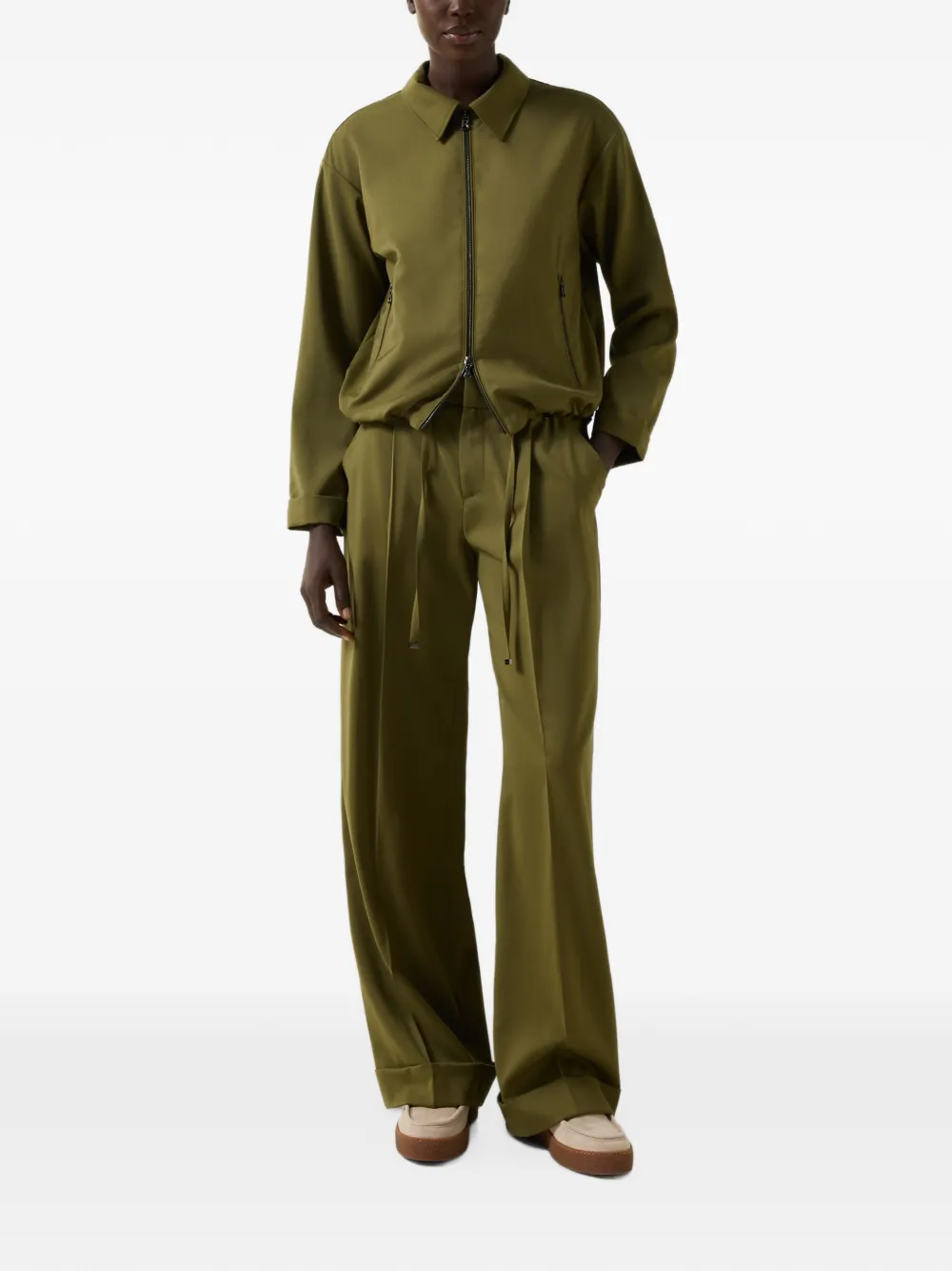 BOGNER Elfy pleated wool trousers Groen