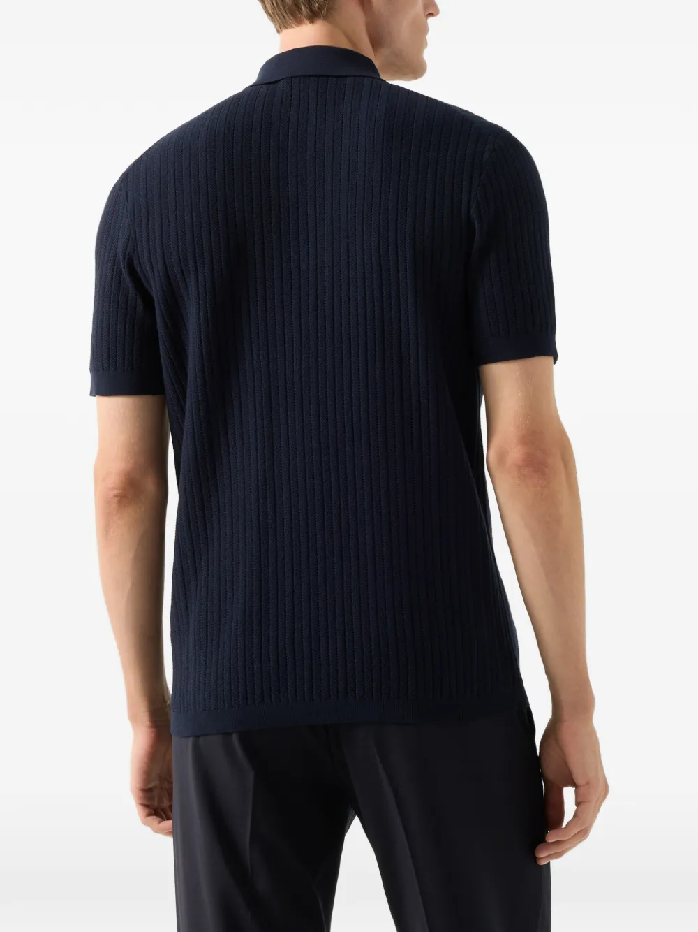 BOGNER Tobias ribbed-knit polo shirt Blauw