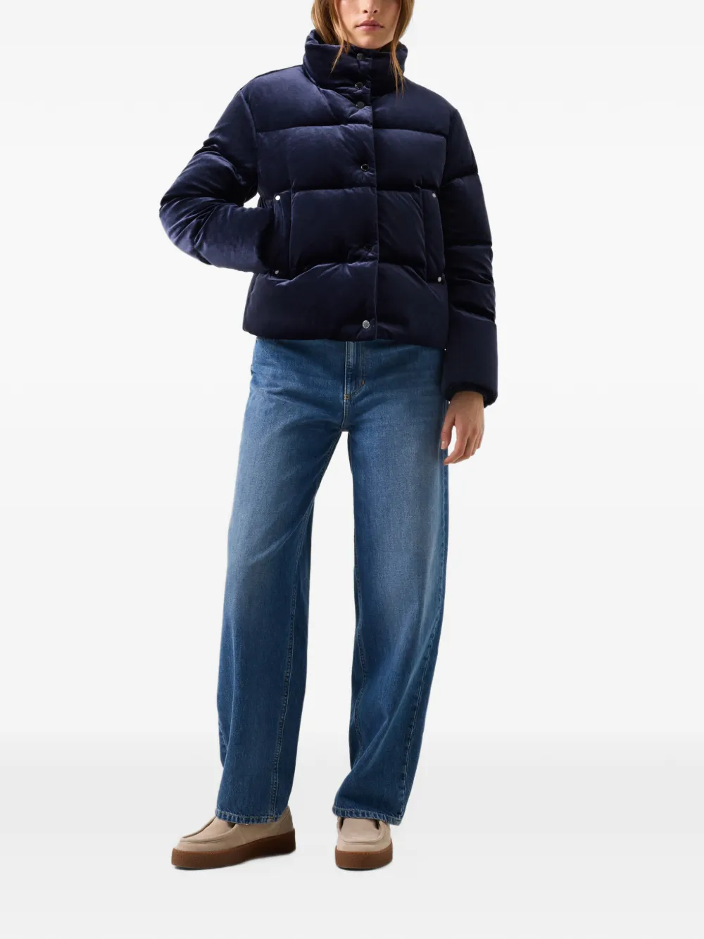 BOGNER Oliva velvet-finish puffer jacket Blauw