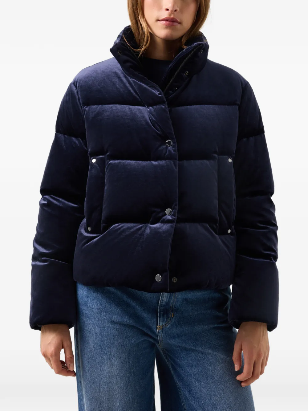 BOGNER Oliva velvet-finish puffer jacket Blauw