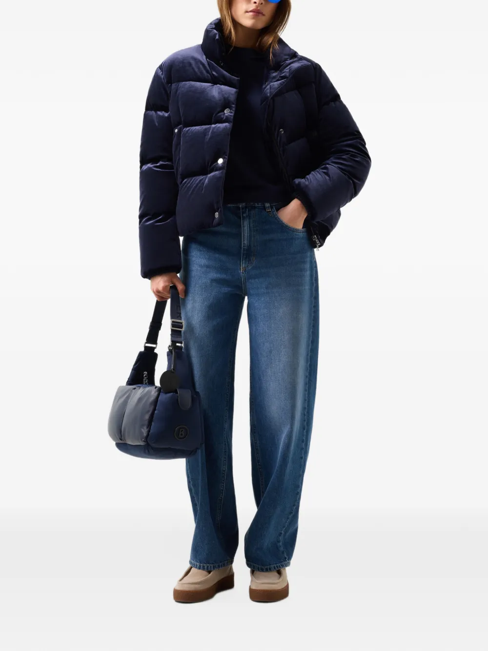 BOGNER Oliva velvet-finish puffer jacket Blauw