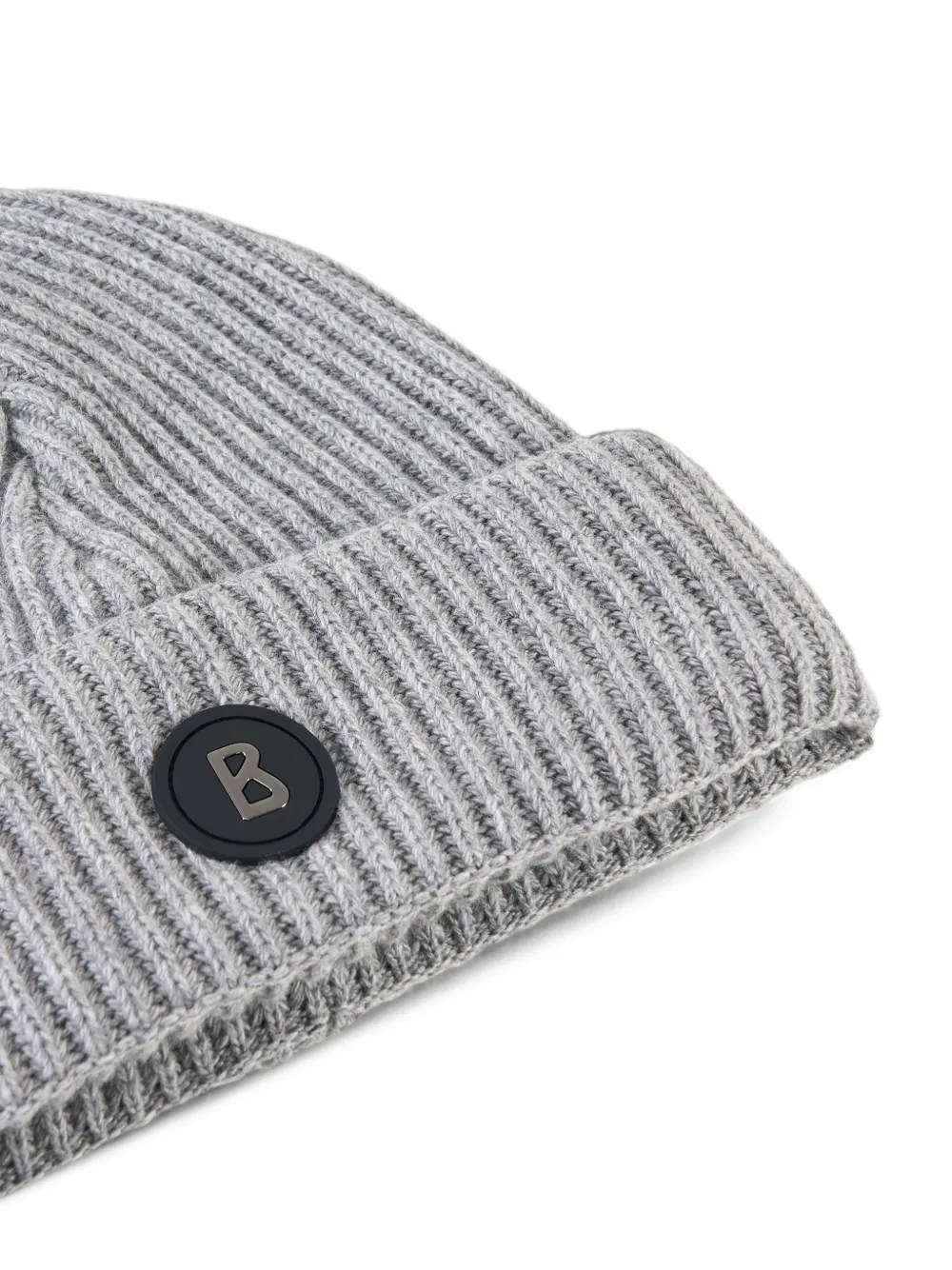 BOGNER Gustav logo-patch ribbed-knit beanie hat Grijs