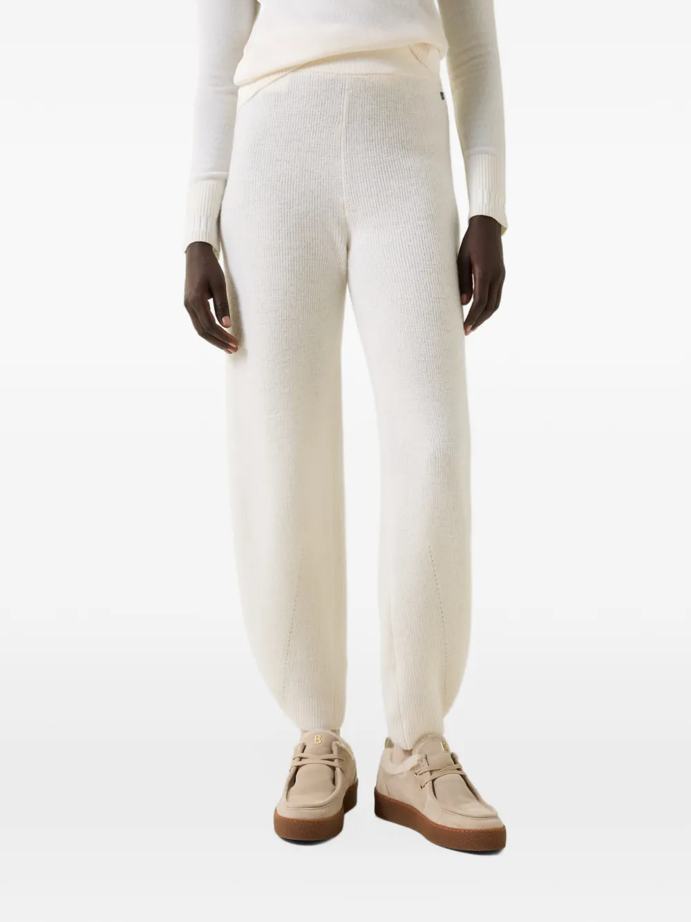 BOGNER Luana ribbed-waist trousers Wit