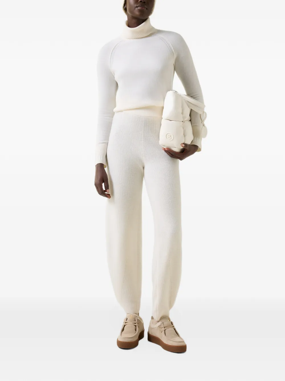 BOGNER Luana ribbed-waist trousers Wit