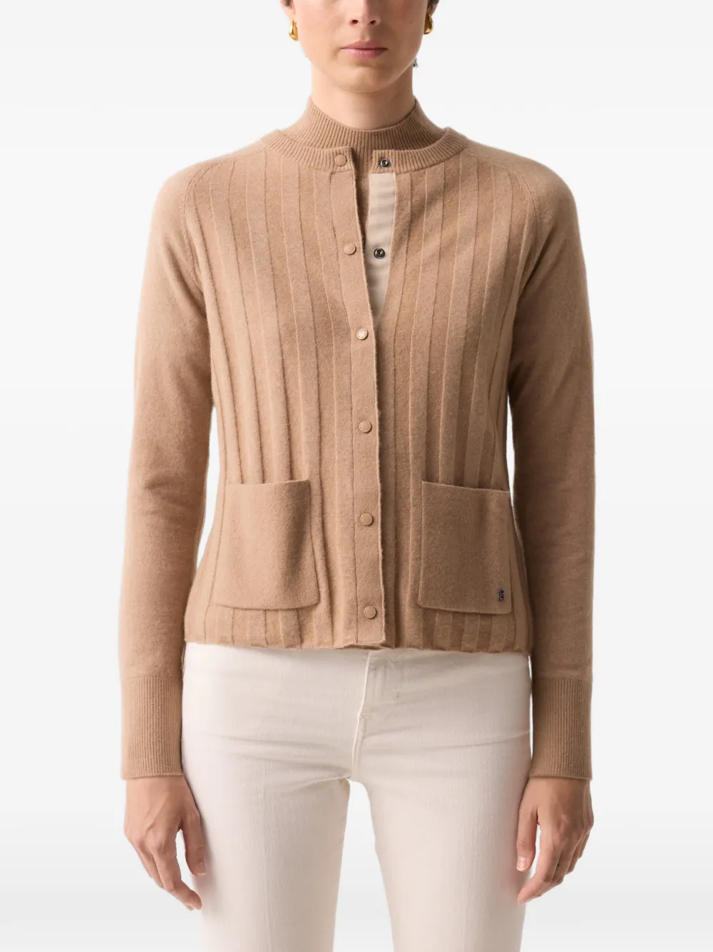 BOGNER Tanja ribbed-knit cardigan Bruin