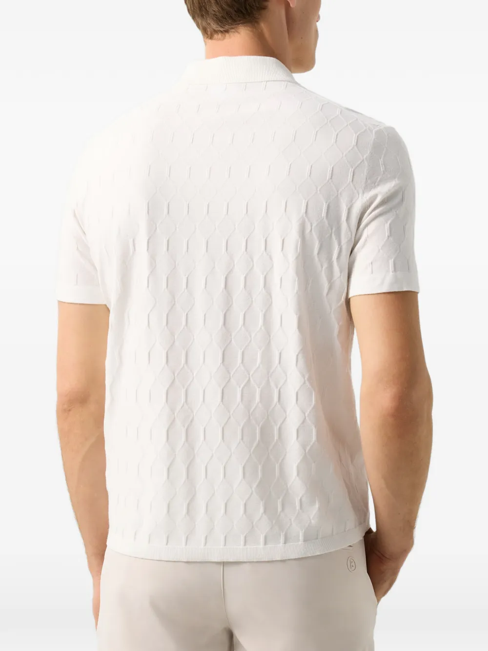 BOGNER Maxim honeycomb-knit polo shirt Wit