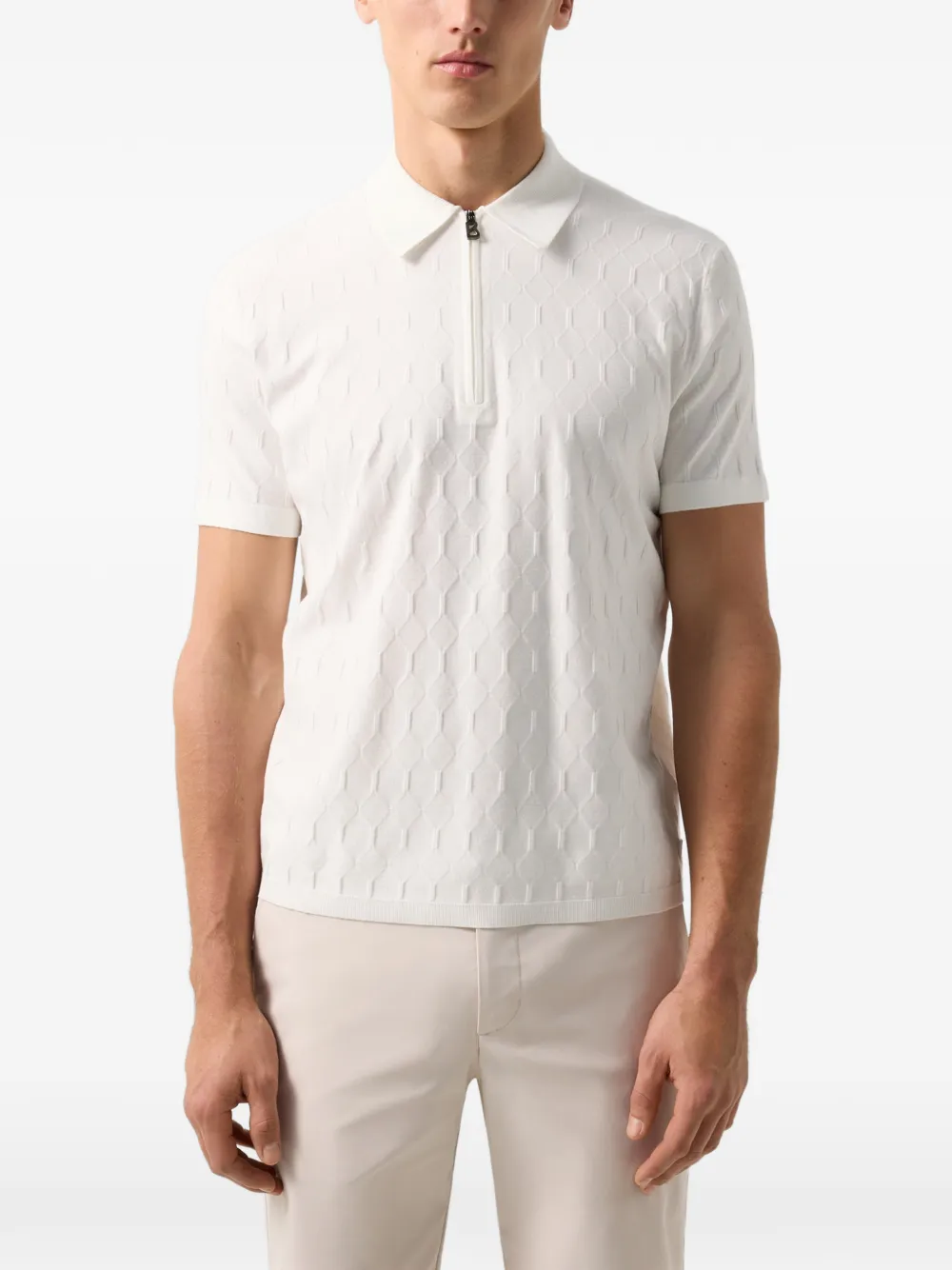 BOGNER Maxim honeycomb-knit polo shirt Wit