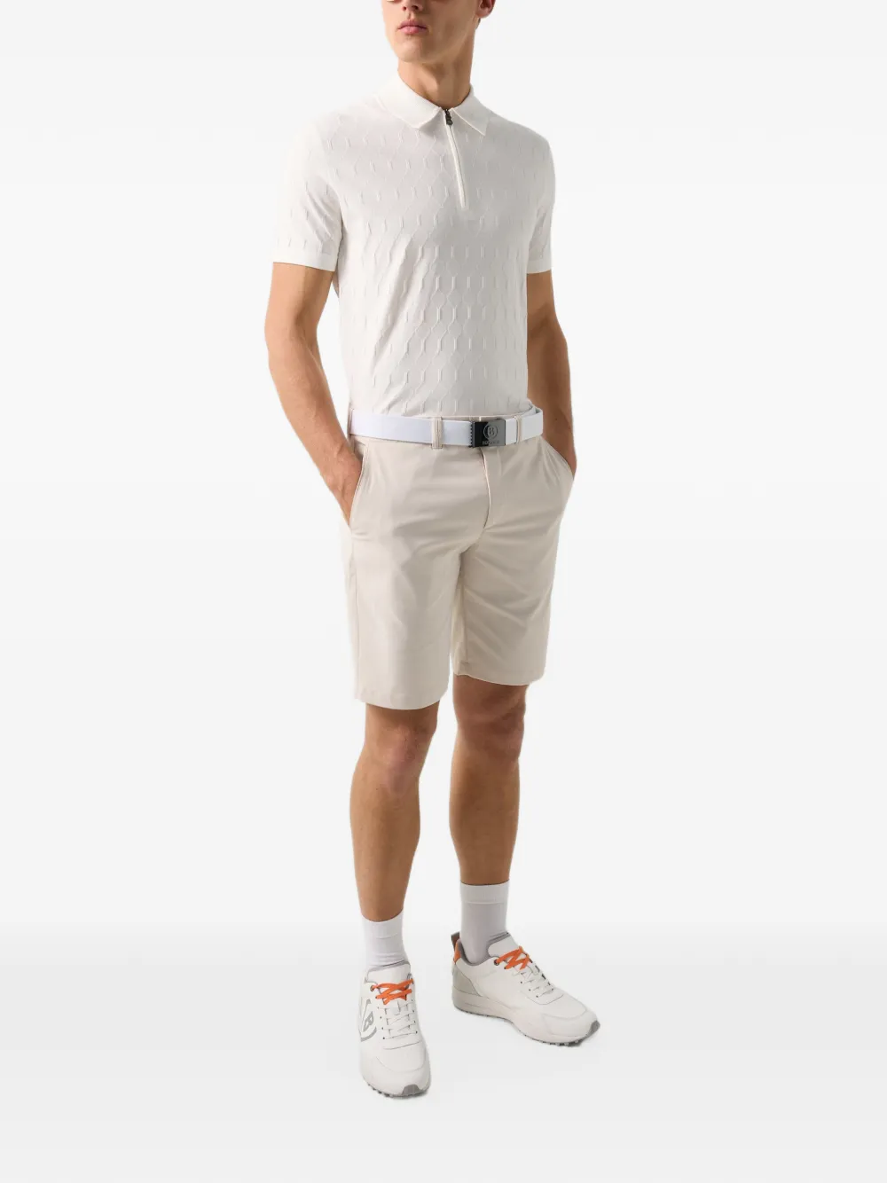 BOGNER Maxim honeycomb-knit polo shirt Wit