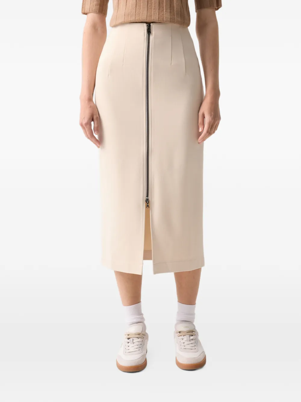 BOGNER Lea two-way zip-fastening midi skirt Wit