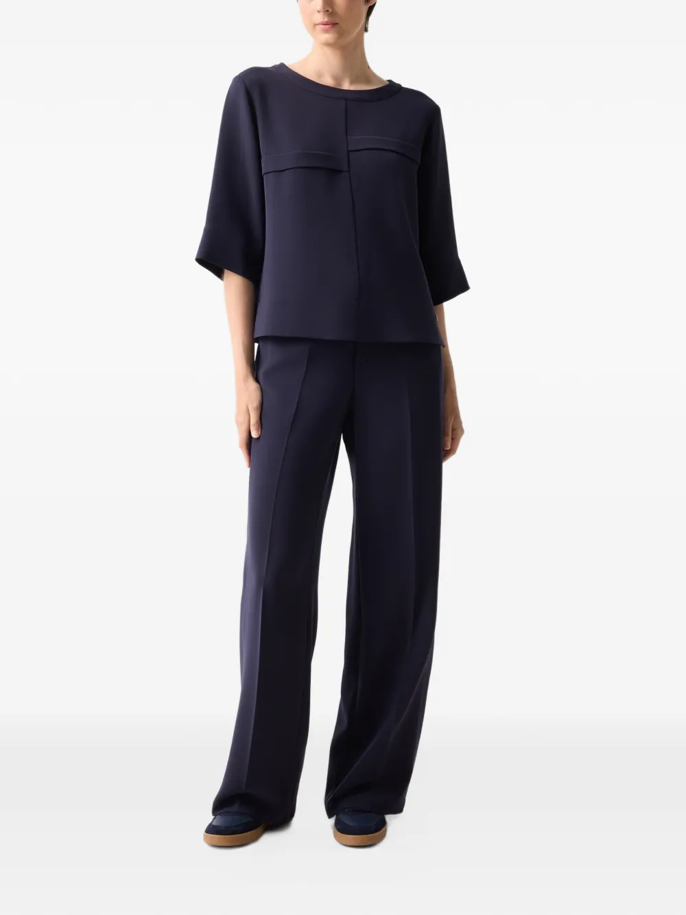 BOGNER Enny pleated crêpe trousers Blauw