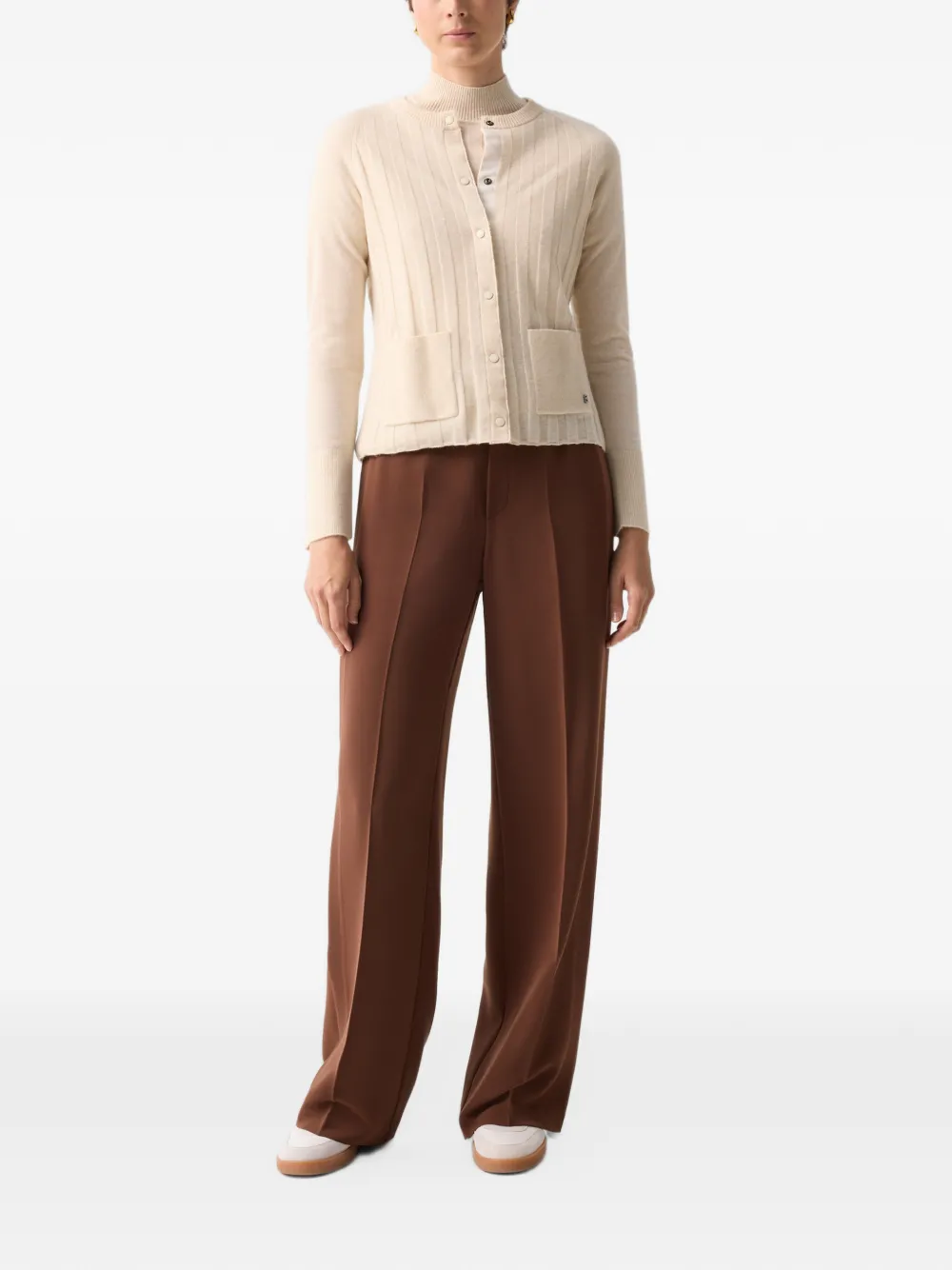 BOGNER Tanja ribbed-knit raglan-sleeve cardigan Beige