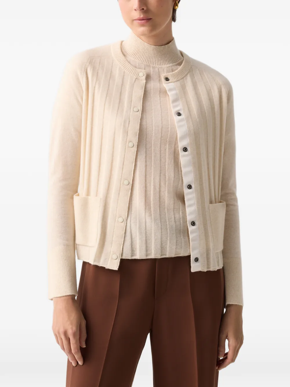 BOGNER Tanja ribbed-knit raglan-sleeve cardigan Beige