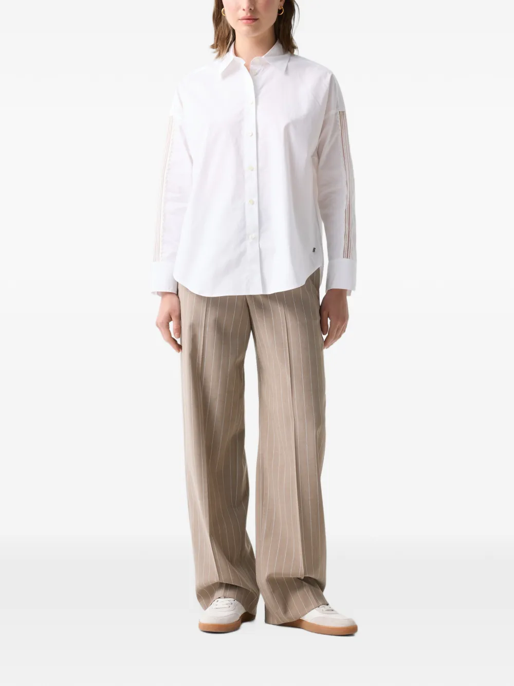 BOGNER Misty lace-insert cotton shirt Wit