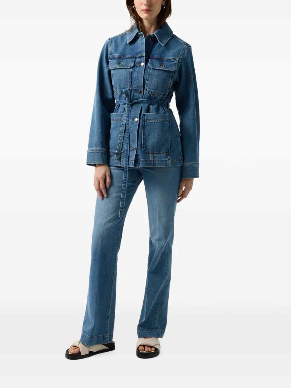 BOGNER Pelin belted denim jacket Blauw