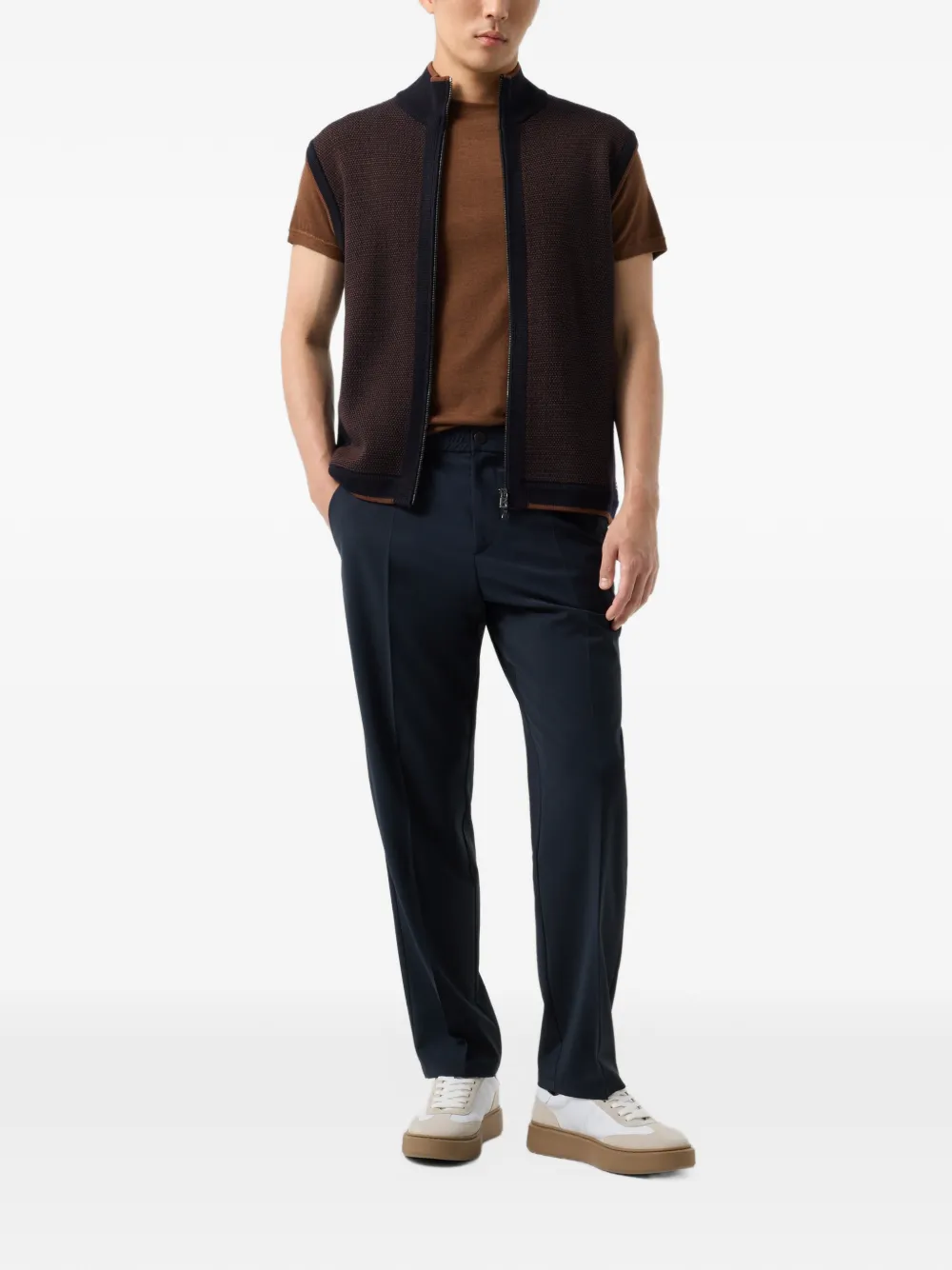 BOGNER Marcus pressed-crease straight-leg trousers Blauw