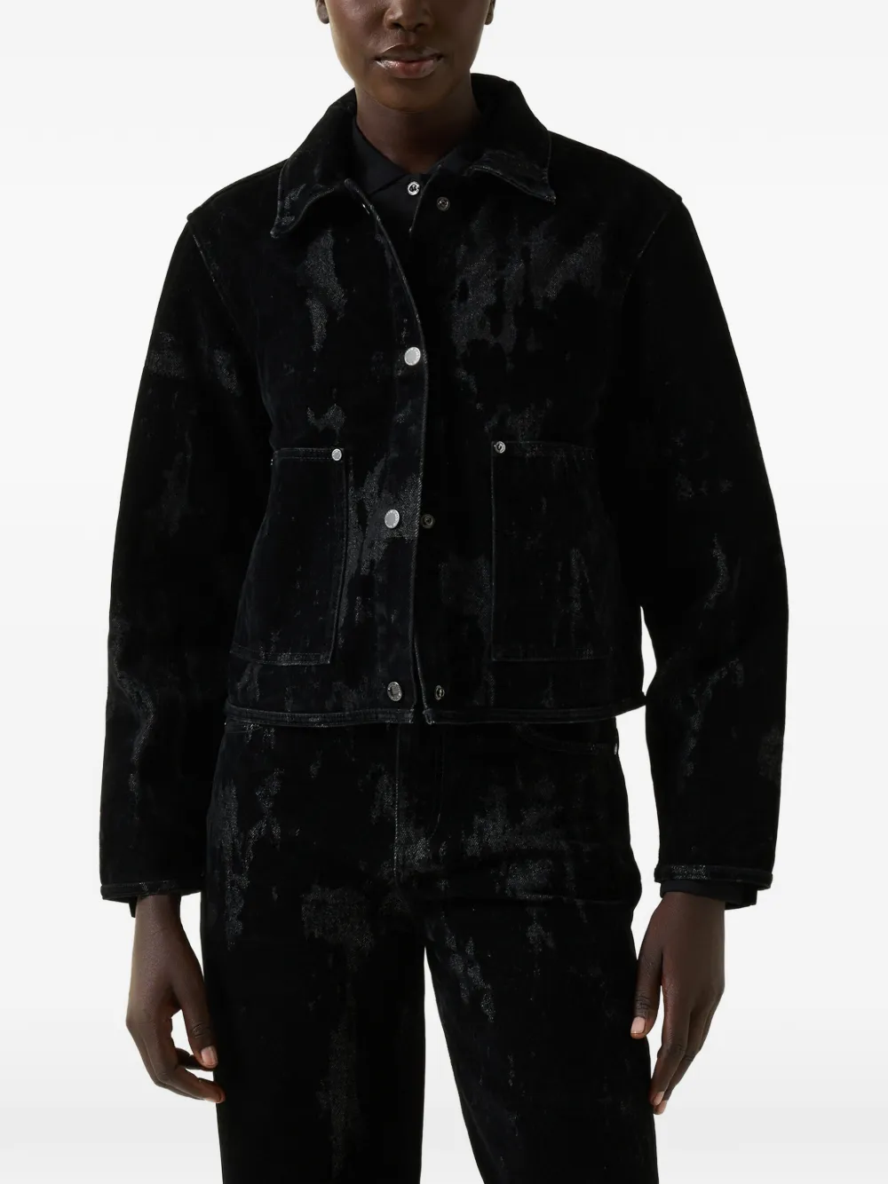 BOGNER Lore flock-print denim jacket - Schwarz