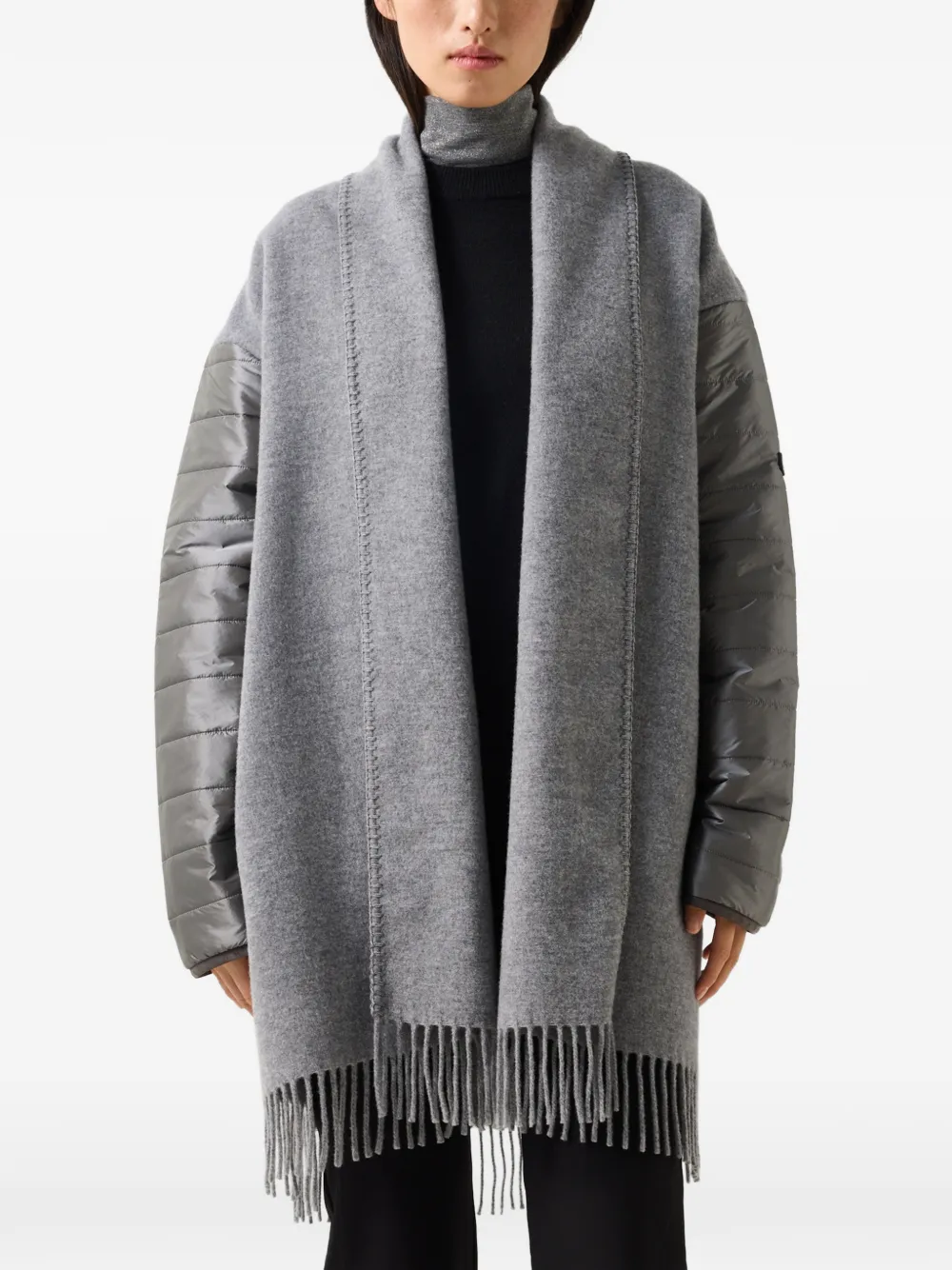 BOGNER North Poncho mit Schalkragen und Fransen - Grau