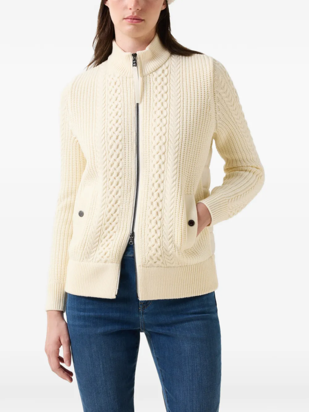 BOGNER Zamila cable-knit quilted jacket Wit