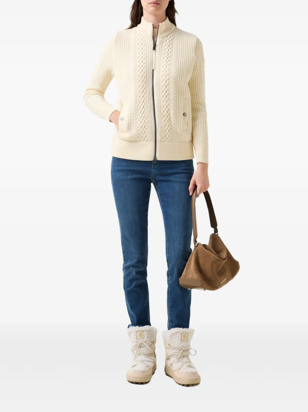 BOGNER Zamila cable-knit quilted jacket Wit