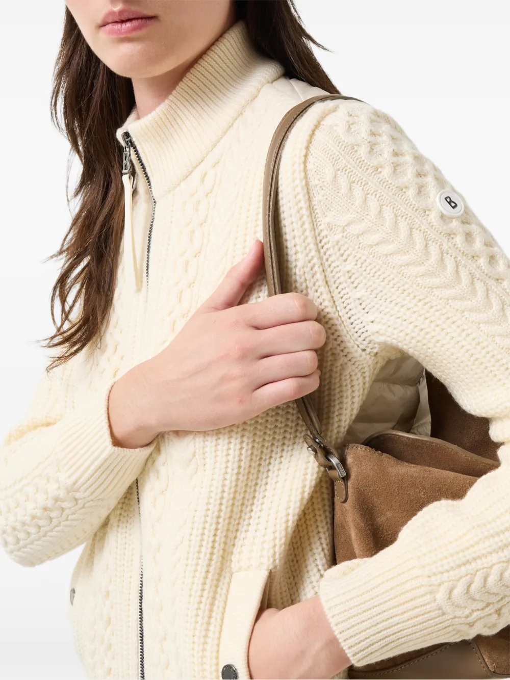 BOGNER Zamila cable-knit quilted jacket Wit