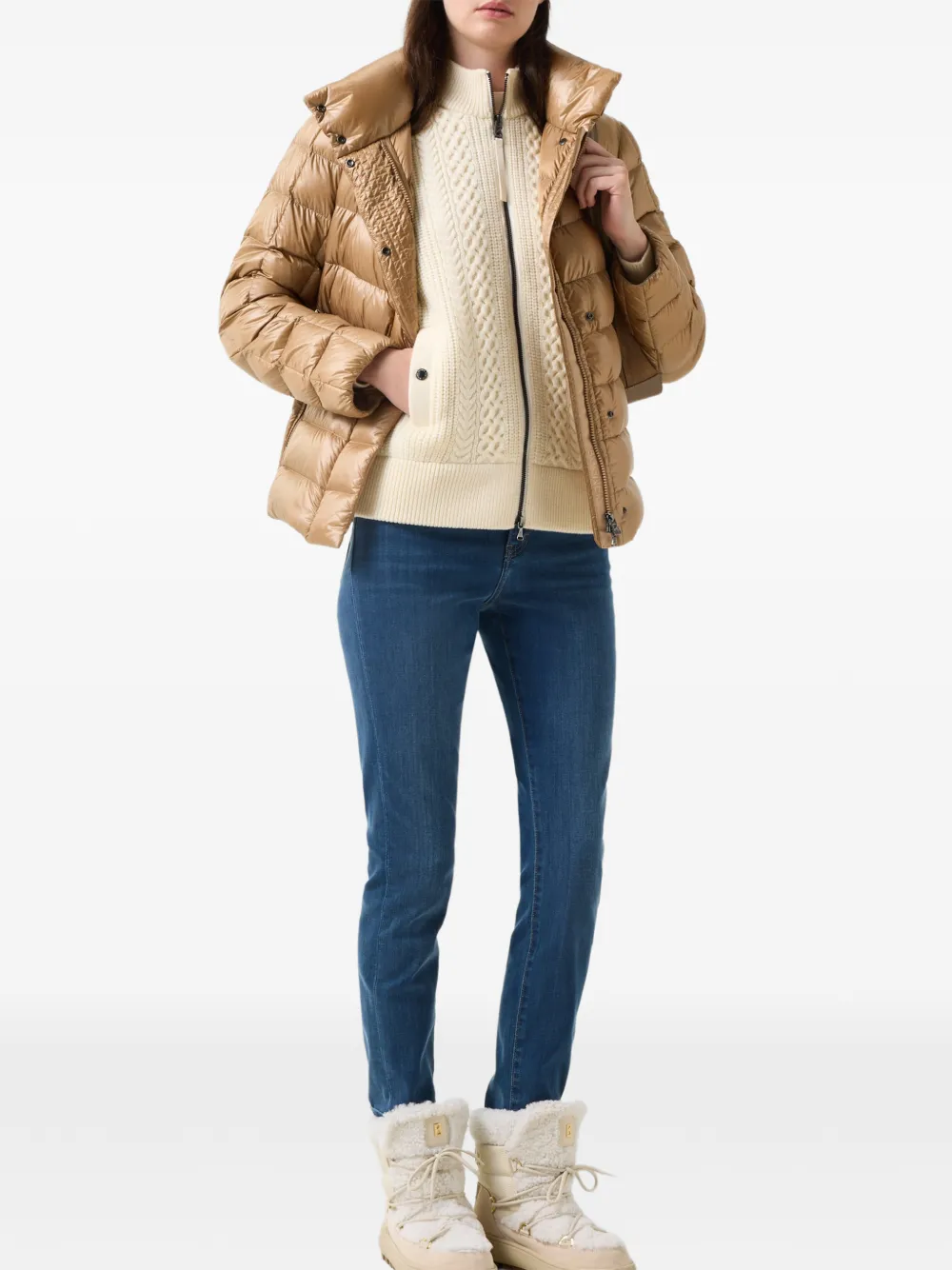 BOGNER Zamila cable-knit quilted jacket Wit
