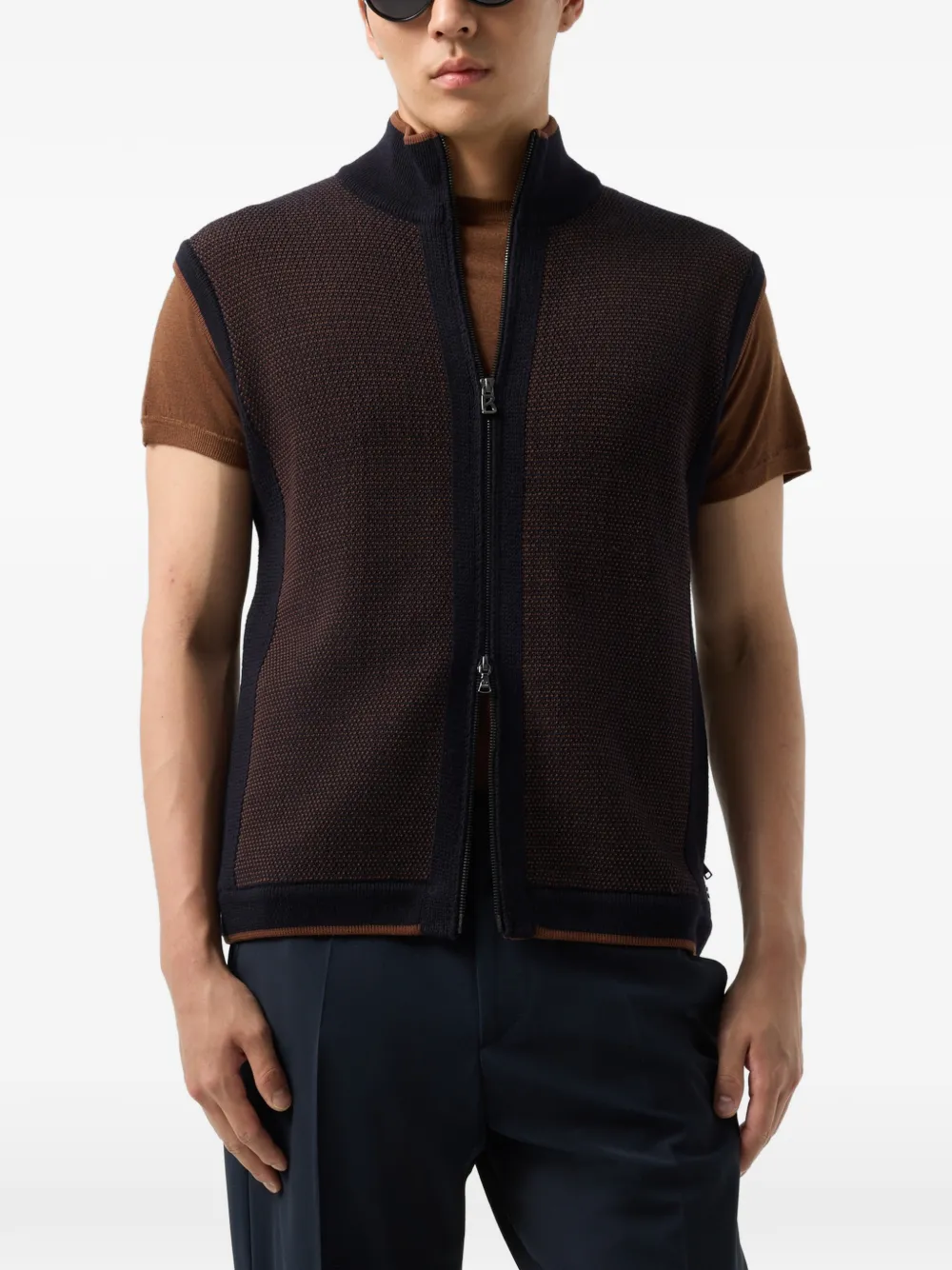 BOGNER gilet Enzo bicolore en maille - Marron