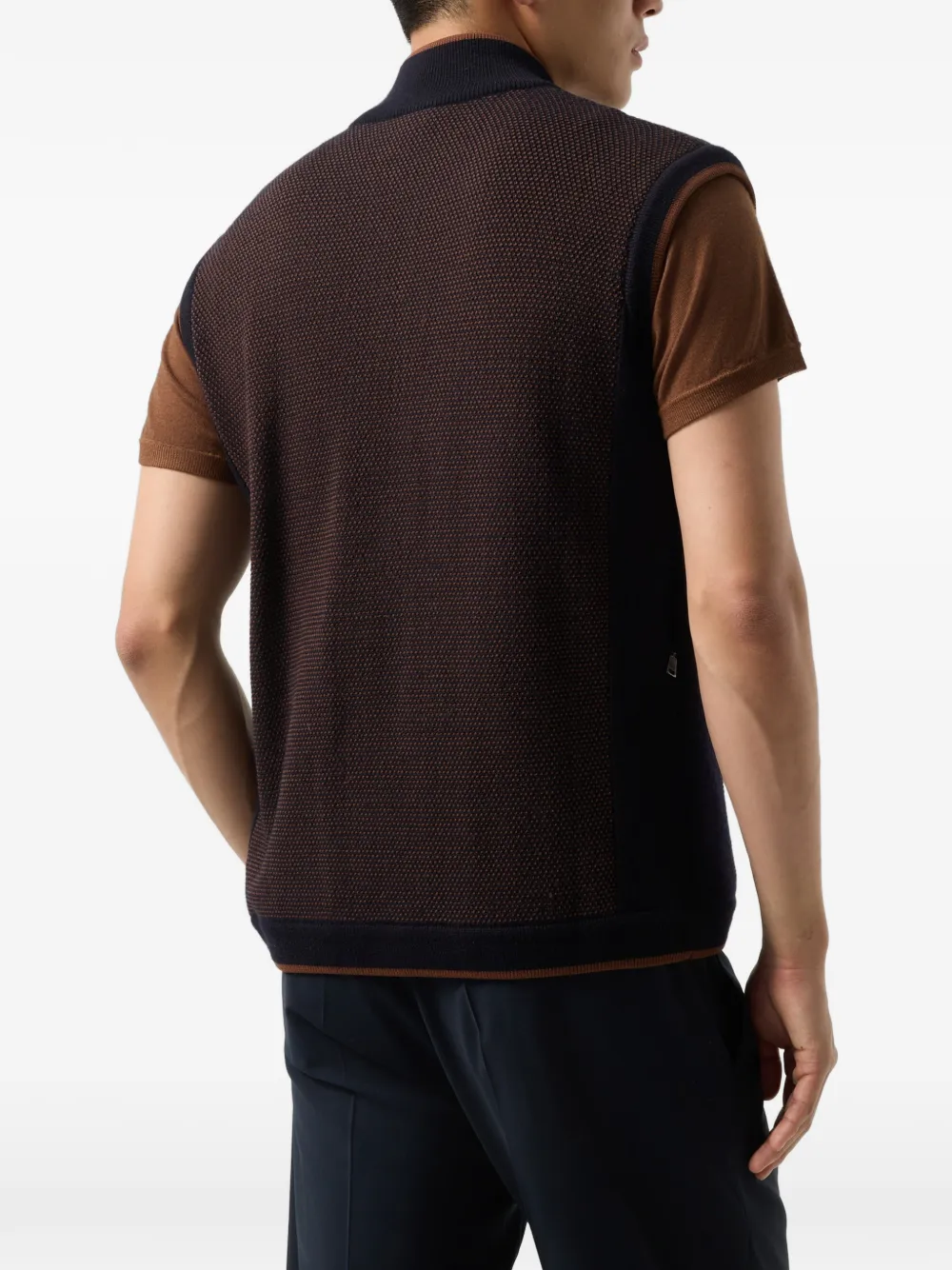 BOGNER Enzo tweekleurig gebreid vest Bruin