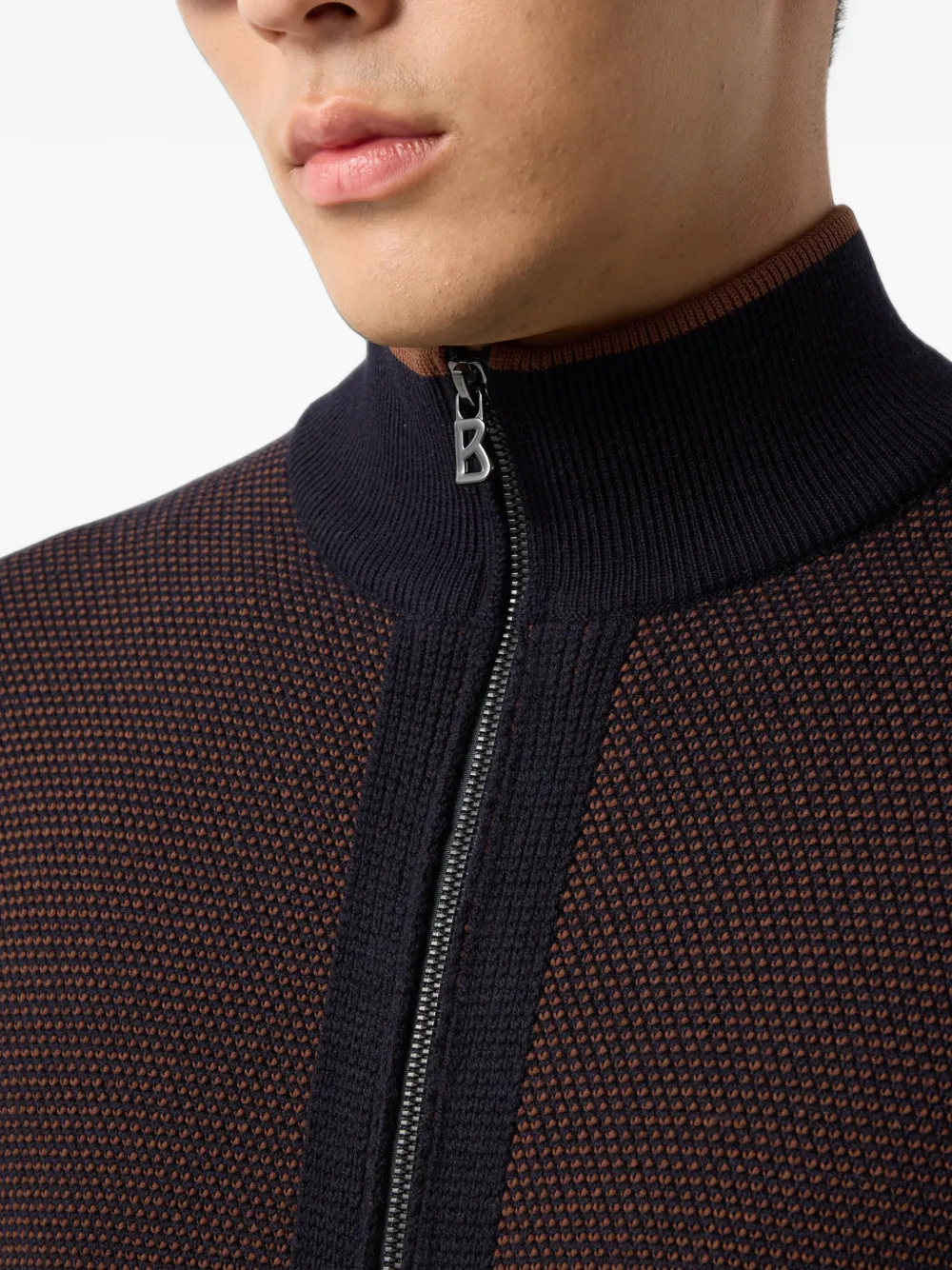 BOGNER Enzo tweekleurig gebreid vest Bruin