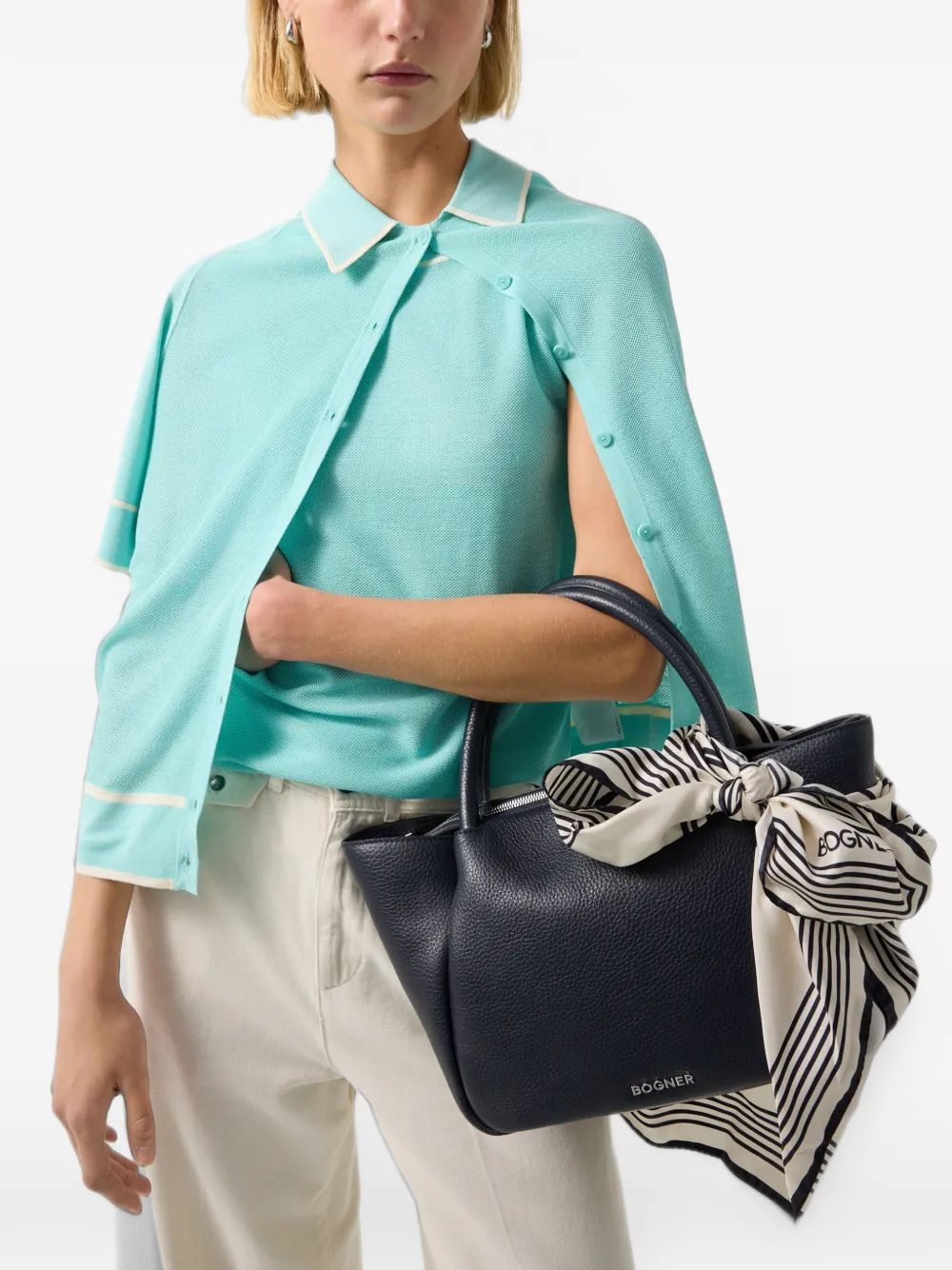 BOGNER Wallis Raja leather tote bag Blauw