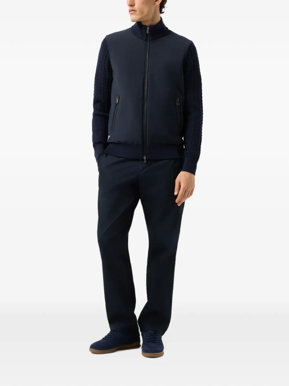 BOGNER Zisco hybrid cable-knit jacket Blauw