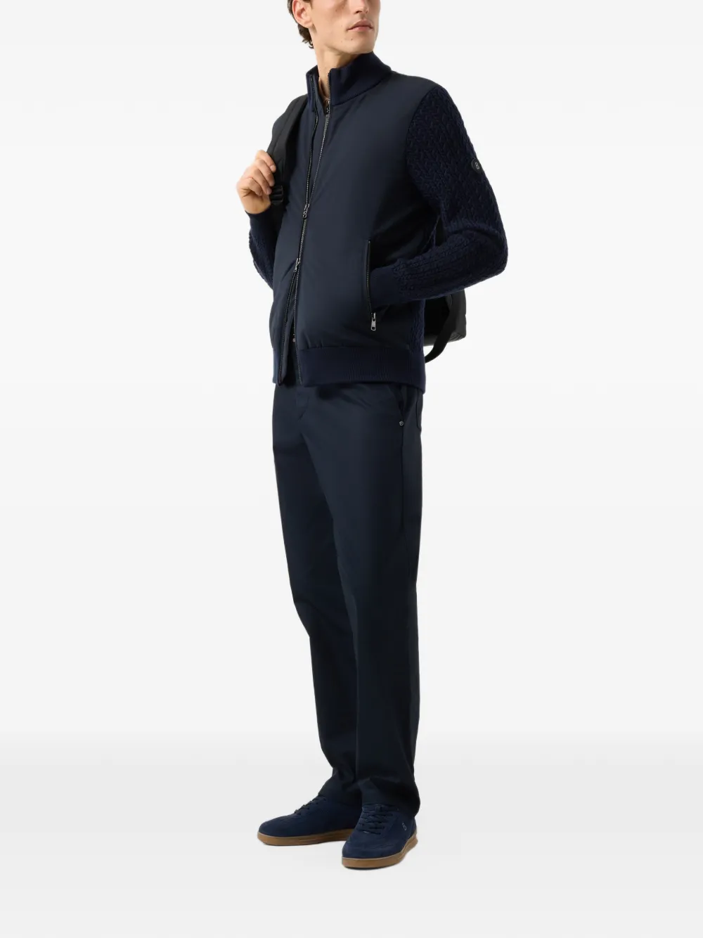 BOGNER Zisco hybrid cable-knit jacket Blauw