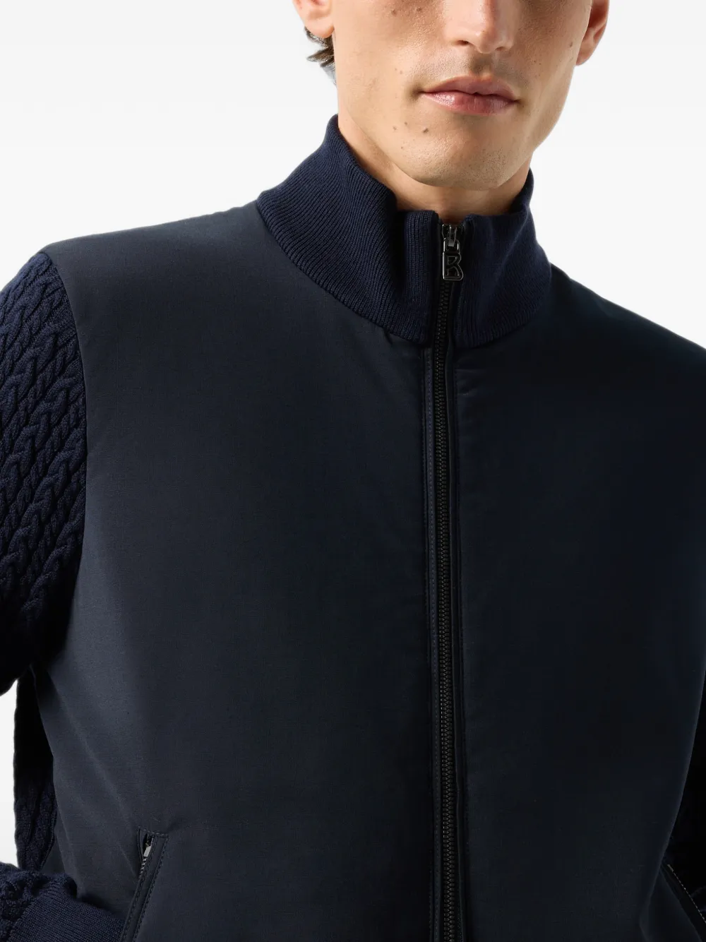 BOGNER Zisco hybrid cable-knit jacket Blauw
