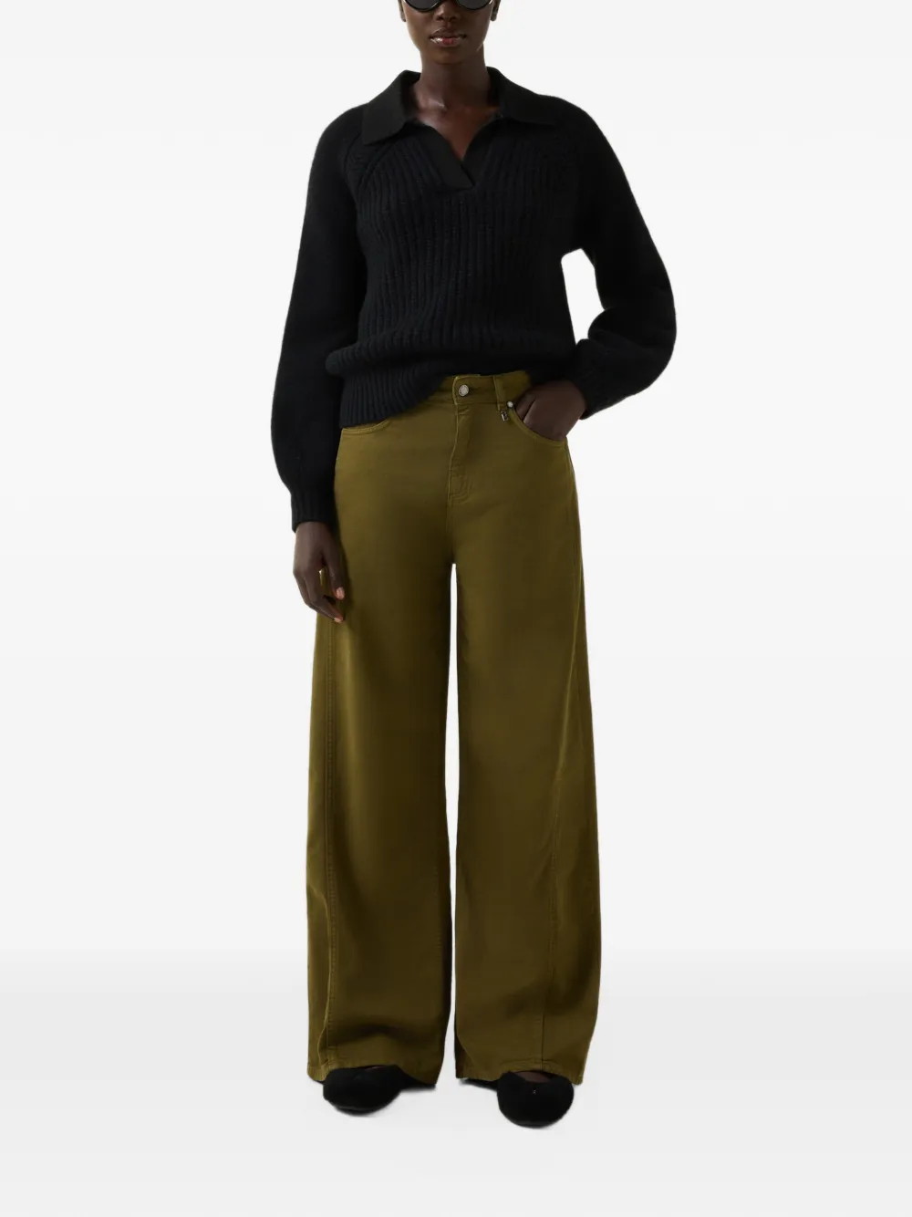 BOGNER Jordy ribbed-knit polo-collar sweater Zwart