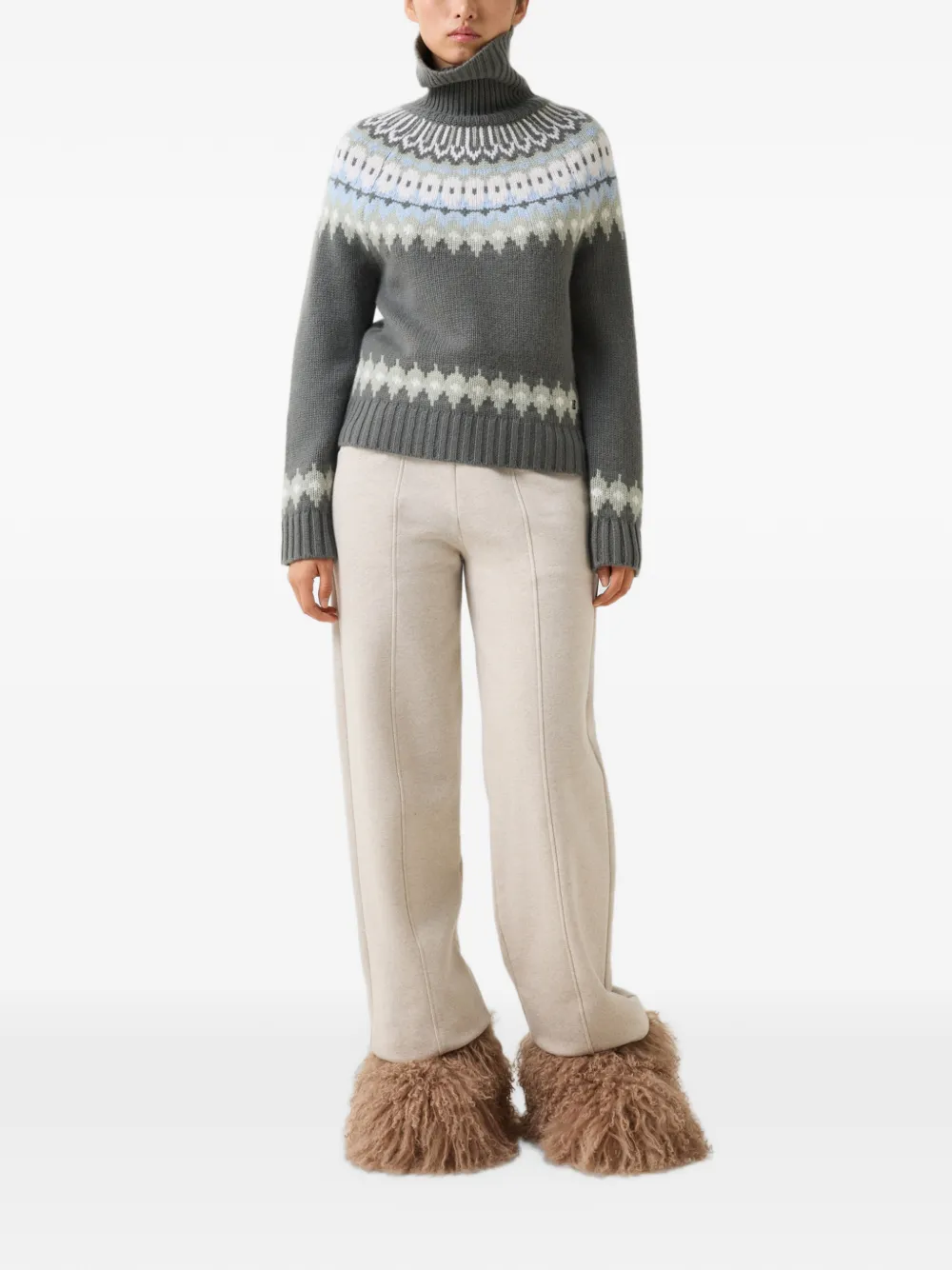 BOGNER Ingrid cashmere-jacquard sweater Groen