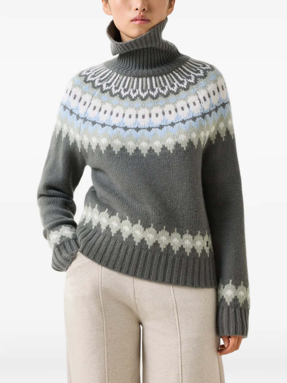 BOGNER Ingrid cashmere-jacquard sweater Groen