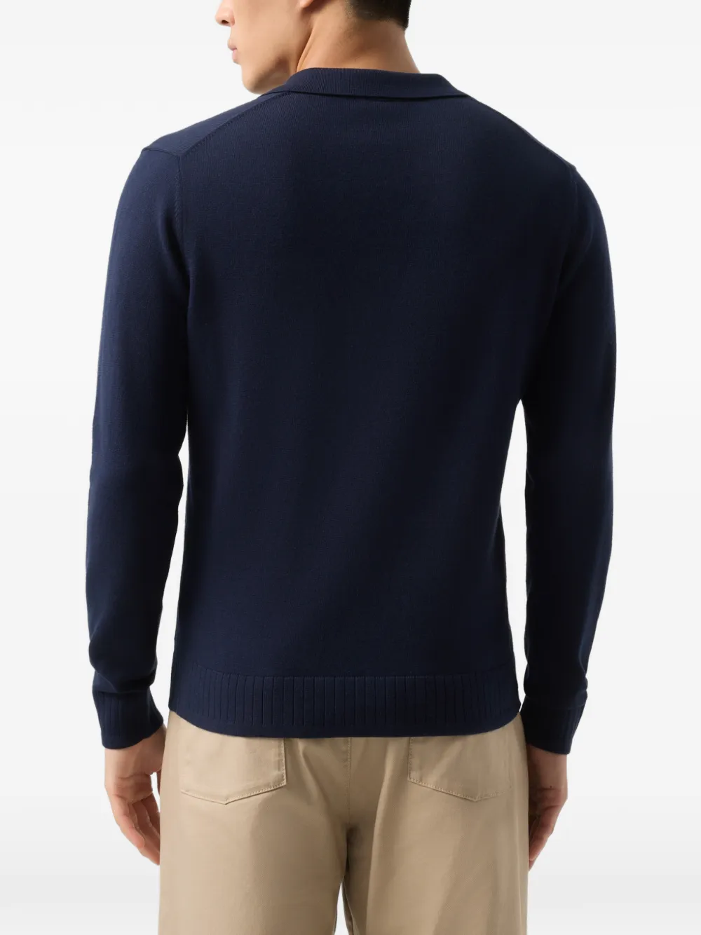 BOGNER Garry polo-collar long-sleeve T-shirt Blauw